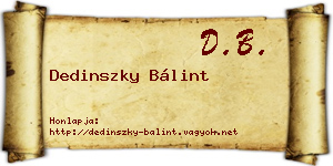 Dedinszky Bálint névjegykártya