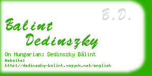 balint dedinszky business card